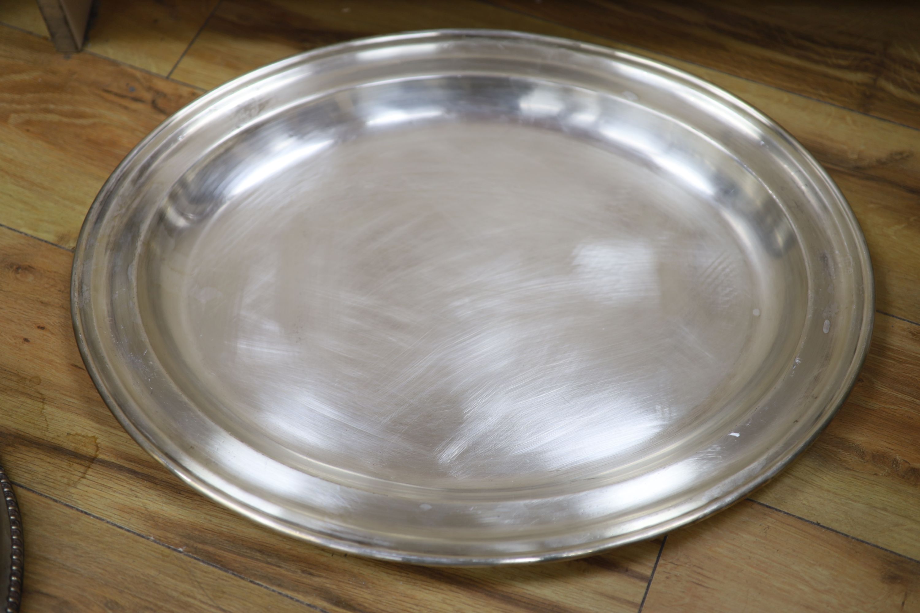 A silver plated meat dome, length 51cm